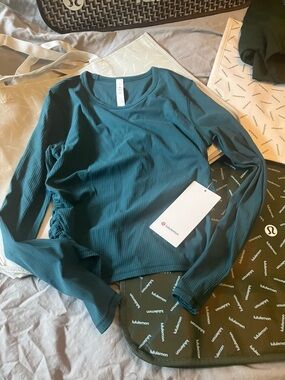 NWT Lululemon All It Takes Long Sleeve *Ribbed Nulu, Sz 6, GREEN JASPER